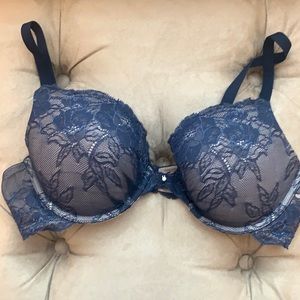 blue push up bra, worn but in good condition